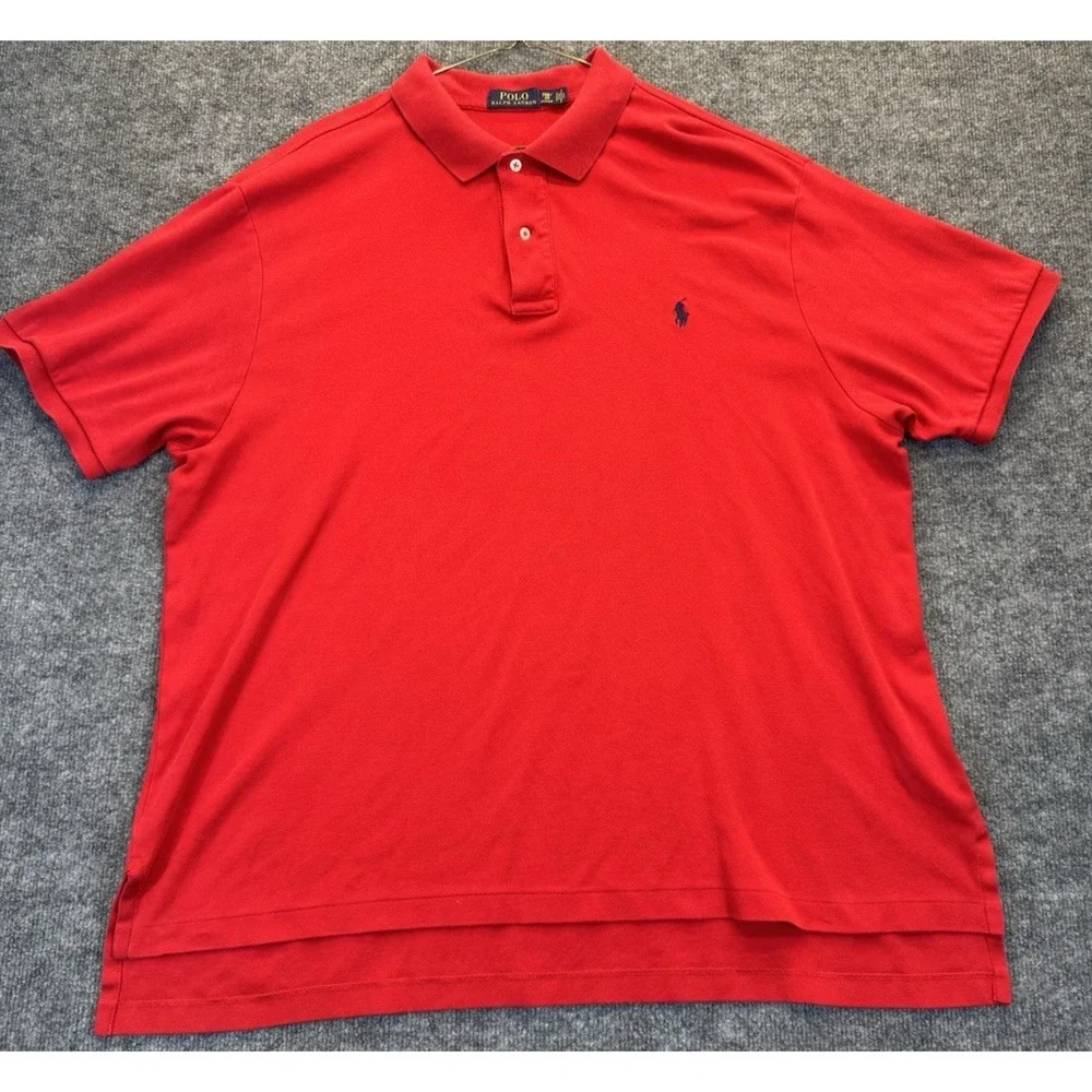 Polo Ralph Lauren Men's 2XB Red Polo Shirt Short Sleeve Big & Tall Pony Logo